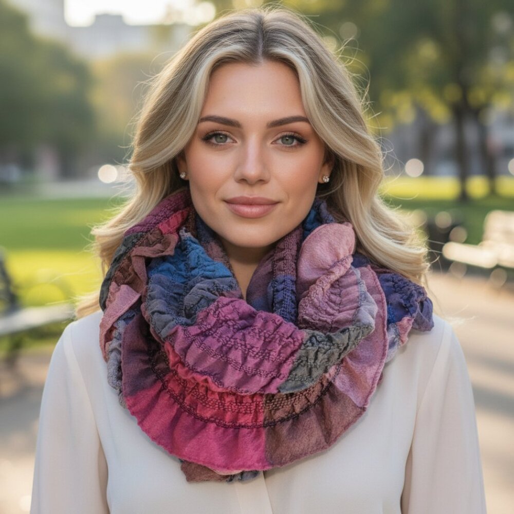 SMOCKED ELASTIC CRINKLY Ruffled Scarf Stretch Wrap Shabby Chic Hijab Rectangular - Picture 16 of 16